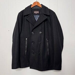 Michael Kors Black Men's Peacoat Wool Blend Size M Insulated Double Breasted